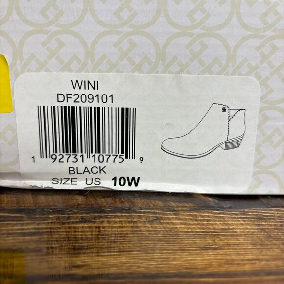 Daisy Fuentes Wini Ankle Boots Womens Size 10W Black Suede Block Heel Side Zip - Picture 2 of 2